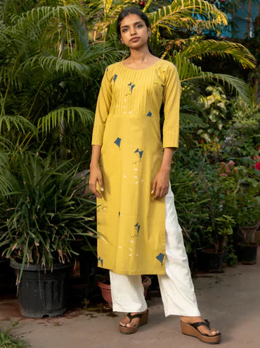 Sunlit Yellow Striped Kurti